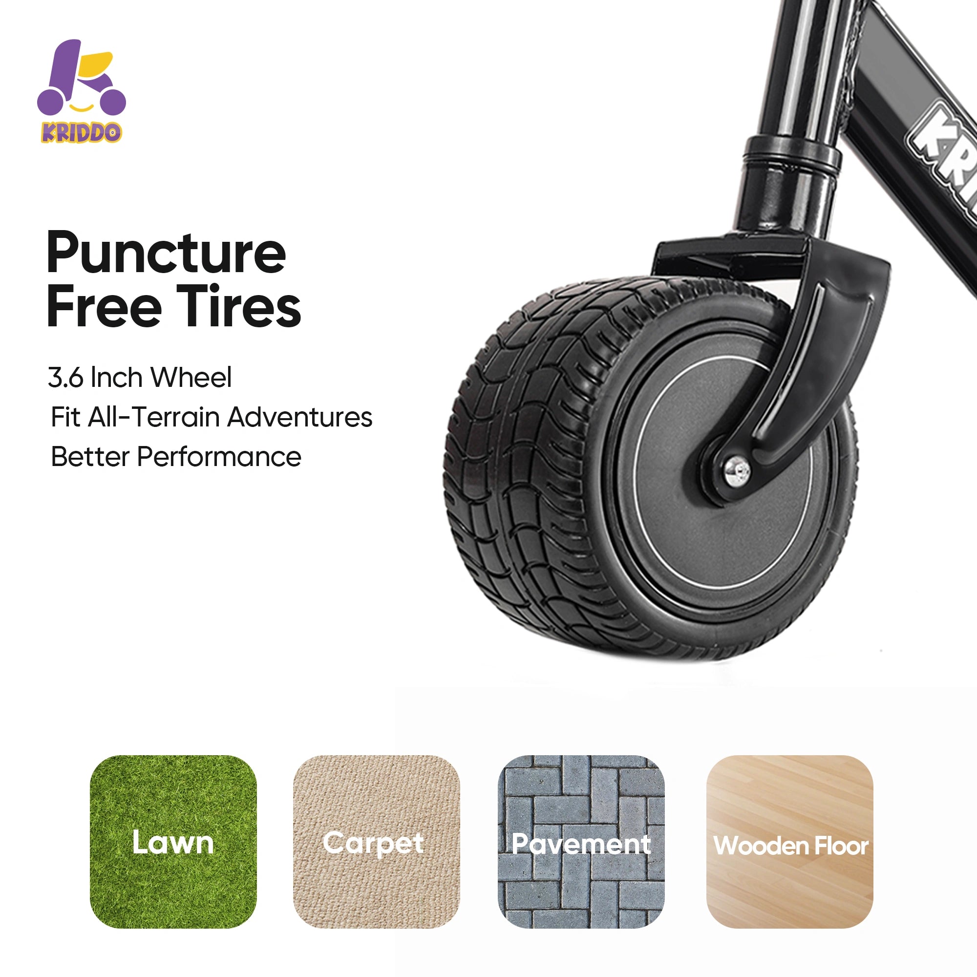 Baby balance bike wide wheel with puncture-free tires