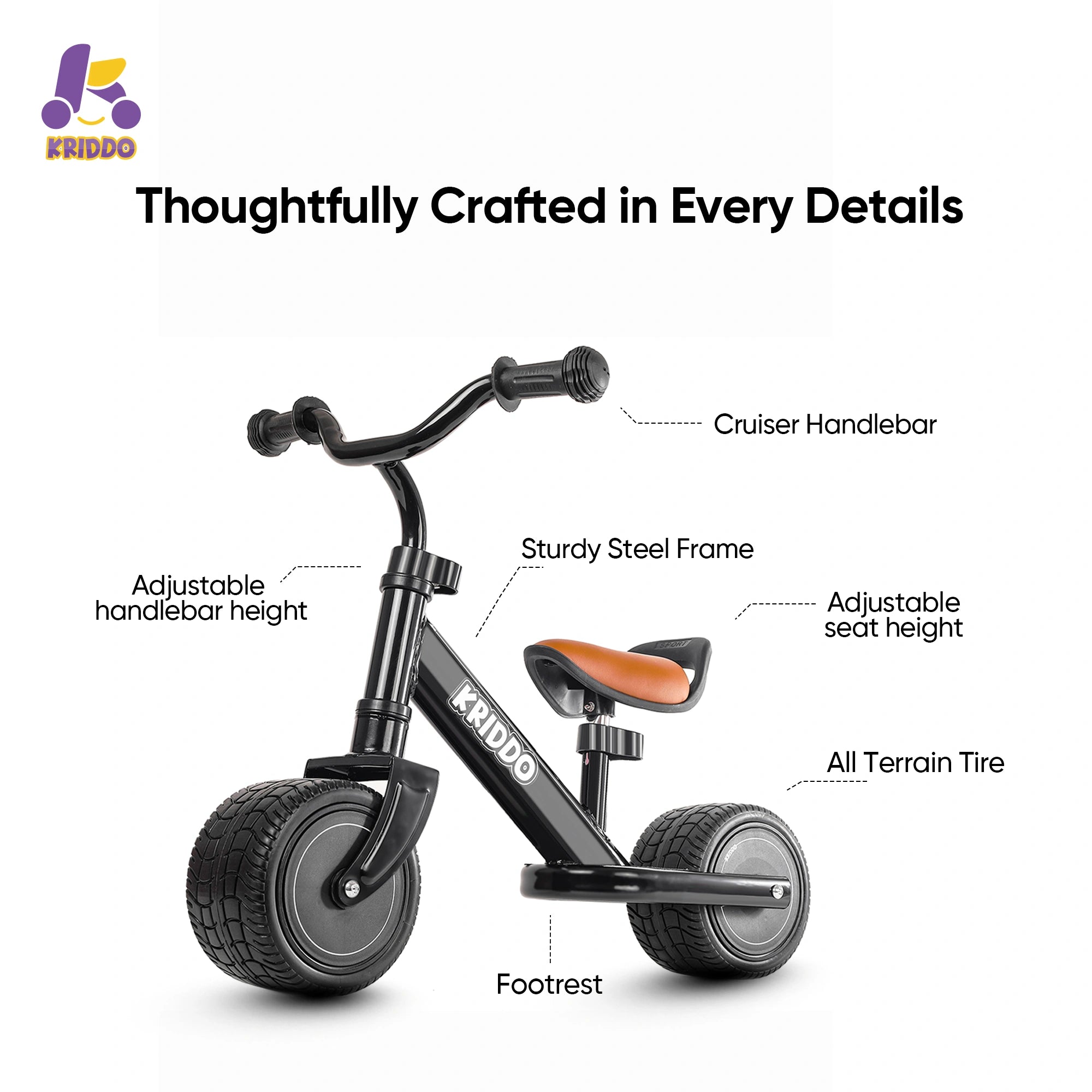 KRIDDO baby balance bike features