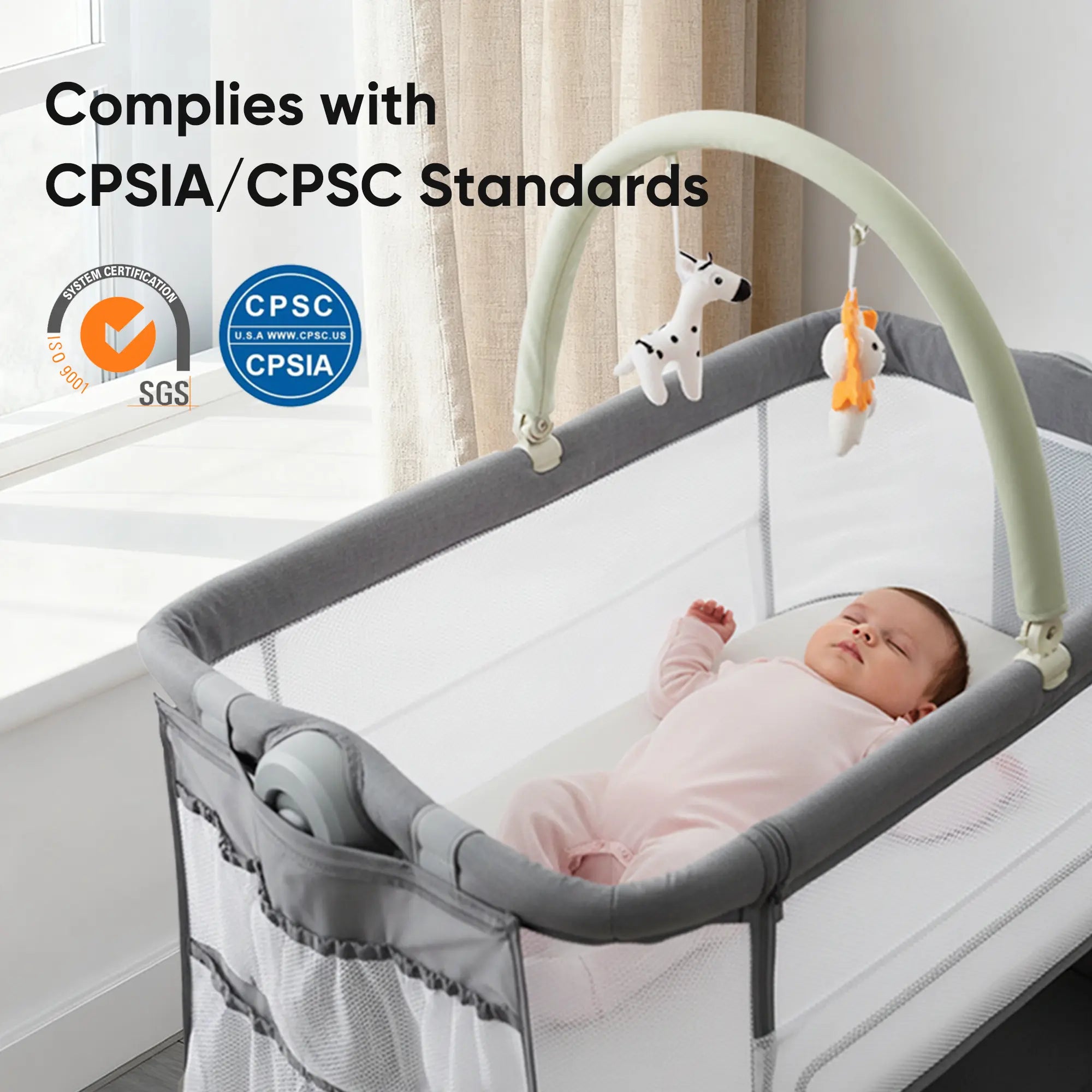 KRIDDO Portable Bedside Sleeper Baby Crib for Newborns