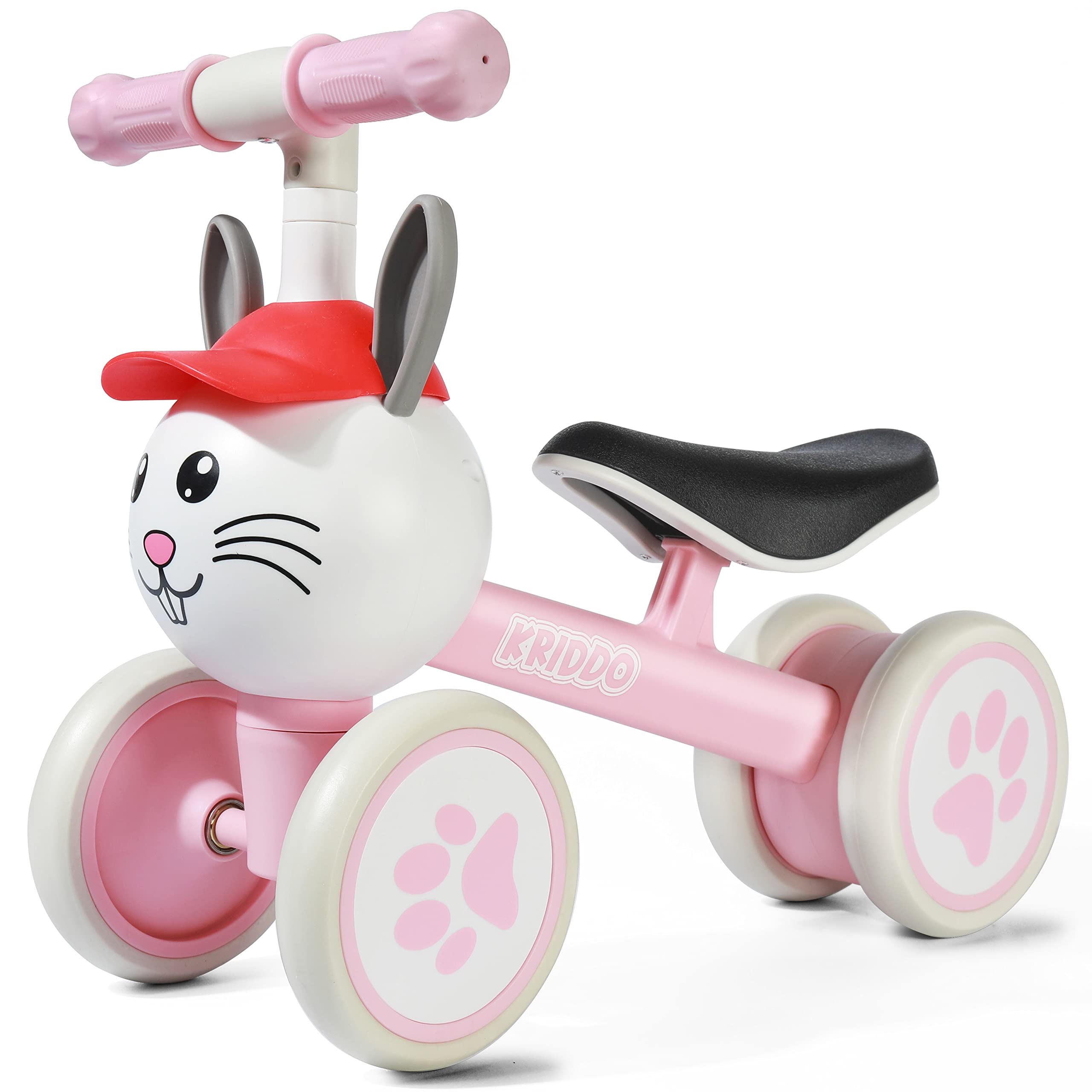 KRIDDO Baby Balance Bike for 1-2 Year Old Boy and Girl, Toddler Mini Bike for One Year Old First Birthday Gifts Baby Toys 12 Months to 2 Year Old Ride-on Toys Gifts Indoor Outdoor Balance Bike, Bunny
