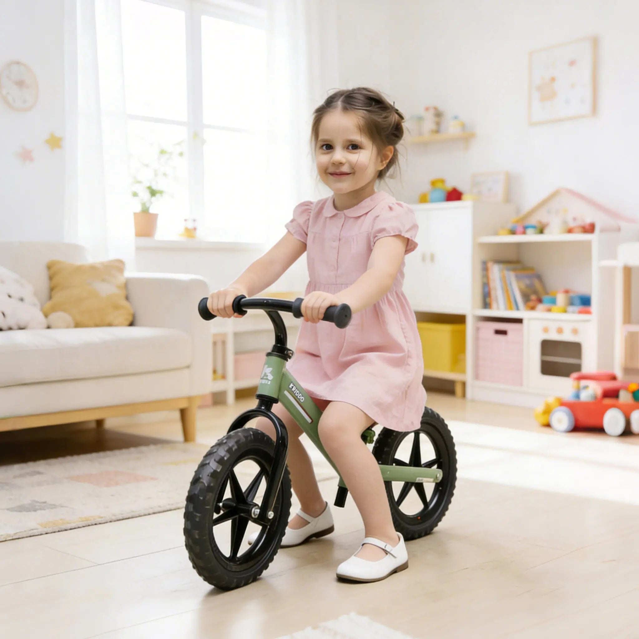 KRIDDO Toddler Balance Bike With Dual Bearing Wheels For 2 to 5 Years Old Green