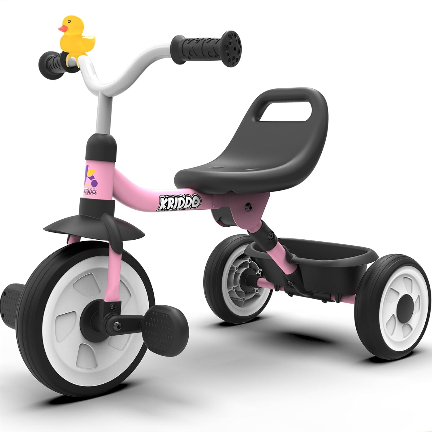 KRIDDO Kids Tricycle for 18 Months to 3 Years Foldable with Storage Ba