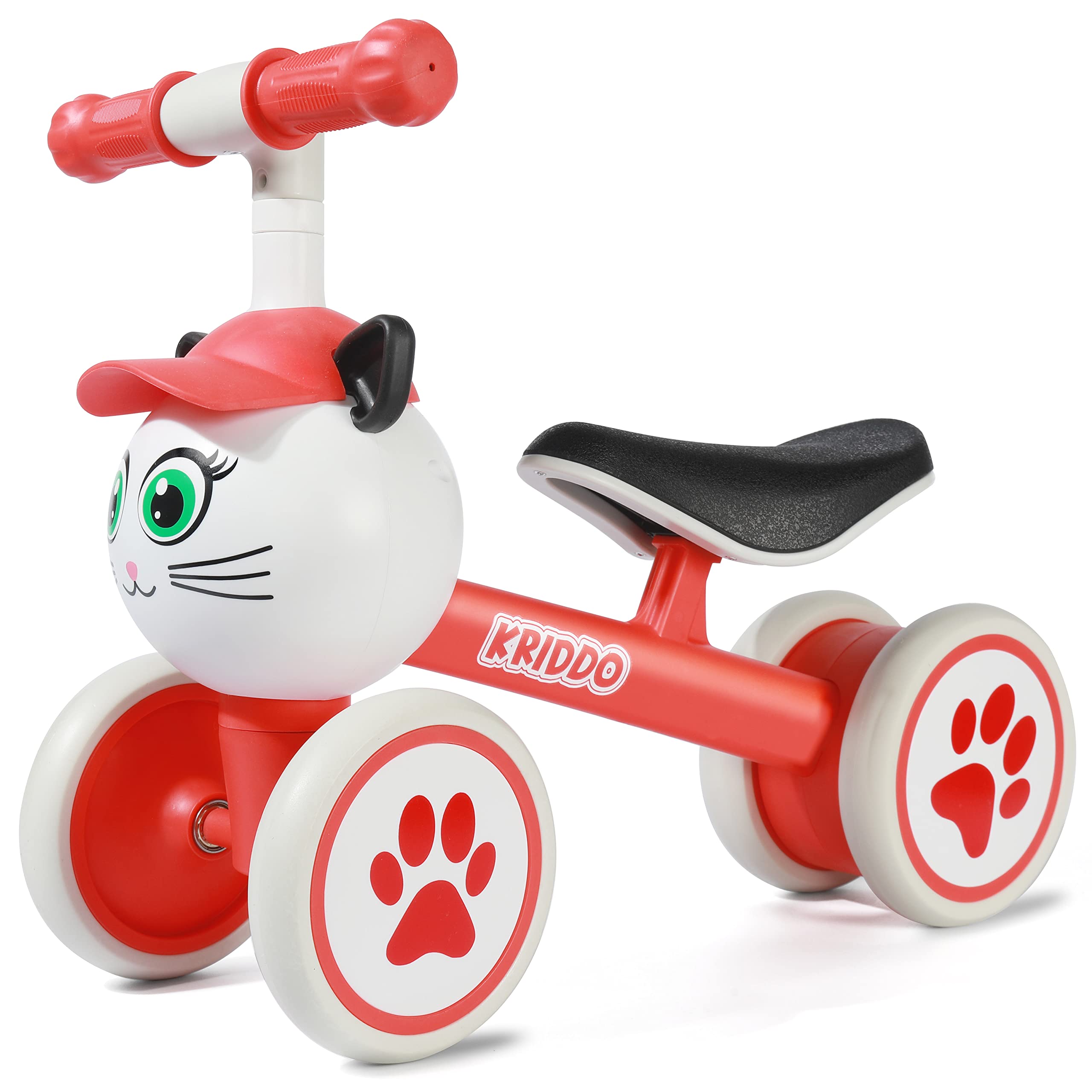 KRIDDO Baby Balance Bike for 1-2 Year Old Boy and Girl, Toddler Mini Bike for One Year Old First Birthday Gifts Baby Toys 12 Months to 2 Year Old Ride-on Toys Gifts Indoor Outdoor Balance Bike, Kitten