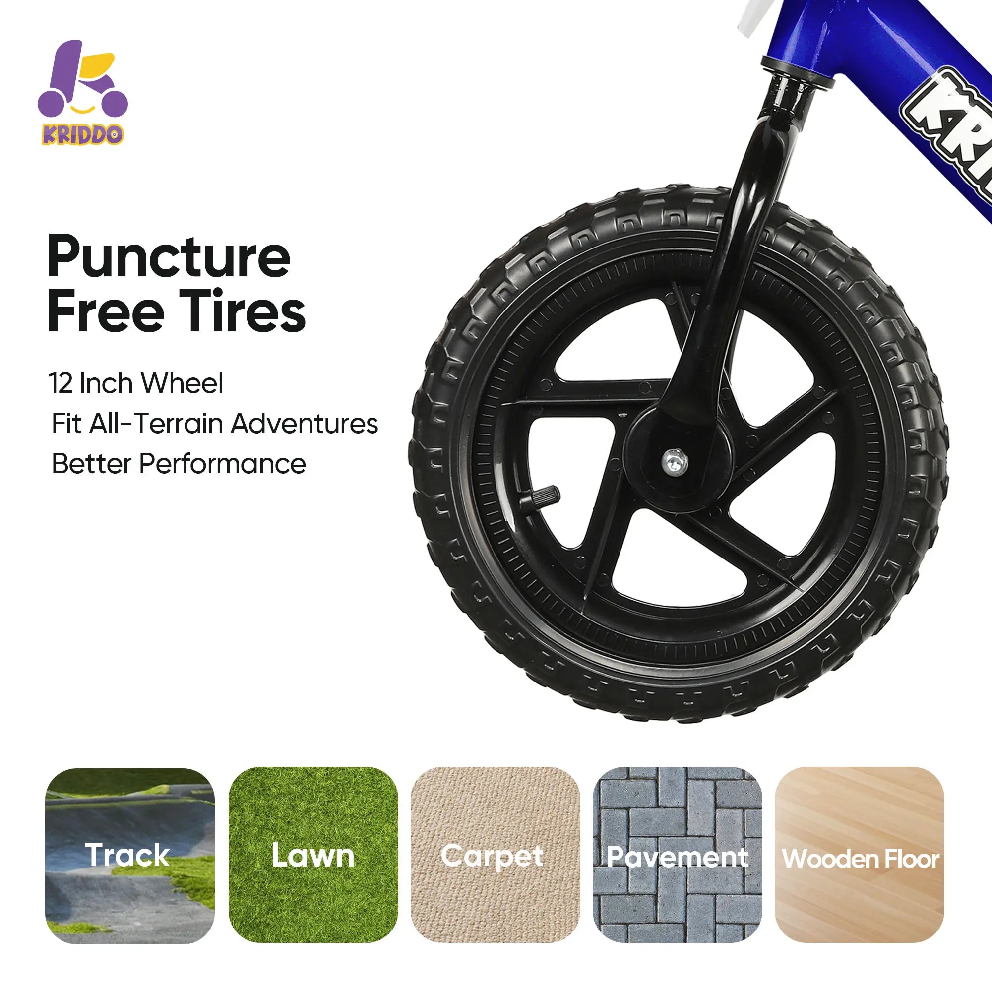 KRIDDO 12 Inch Puncture Free Tires