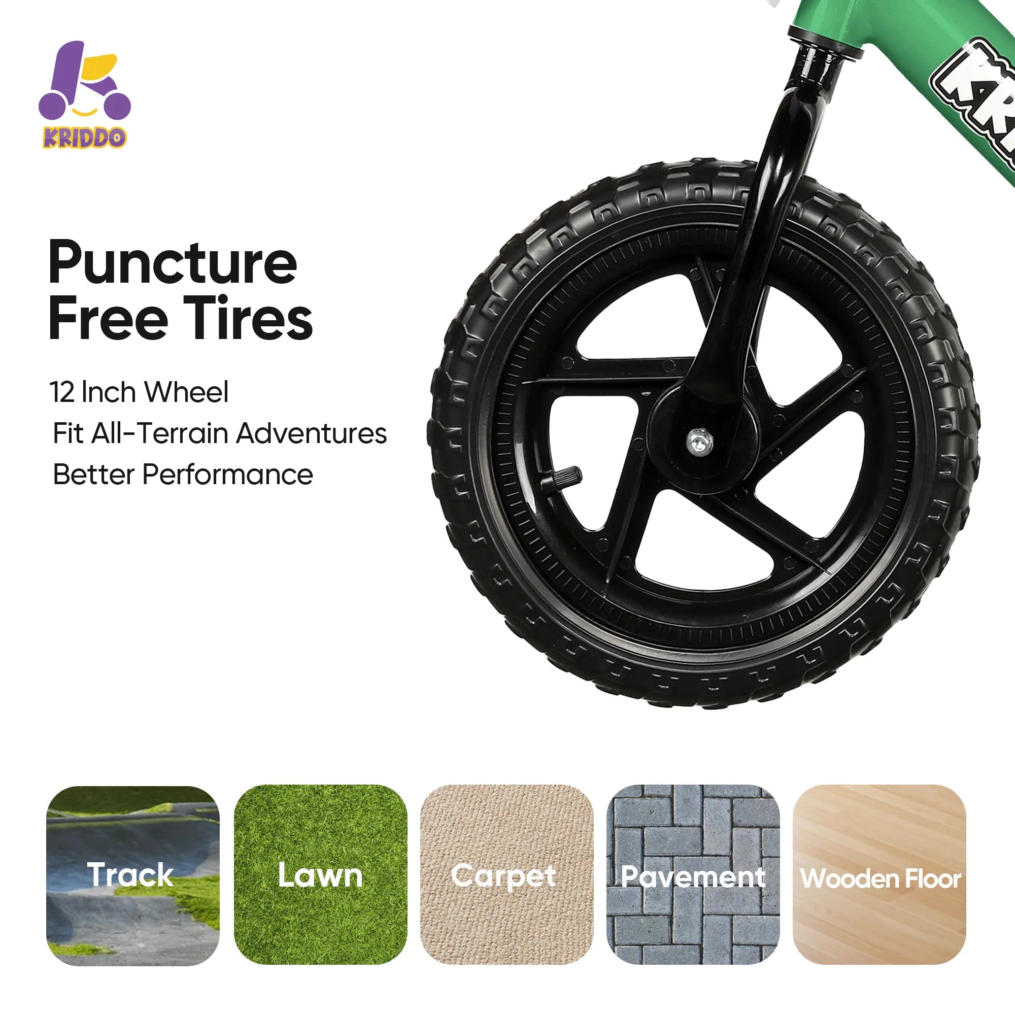 KRIDDO 12 Inch Puncture Free Tires