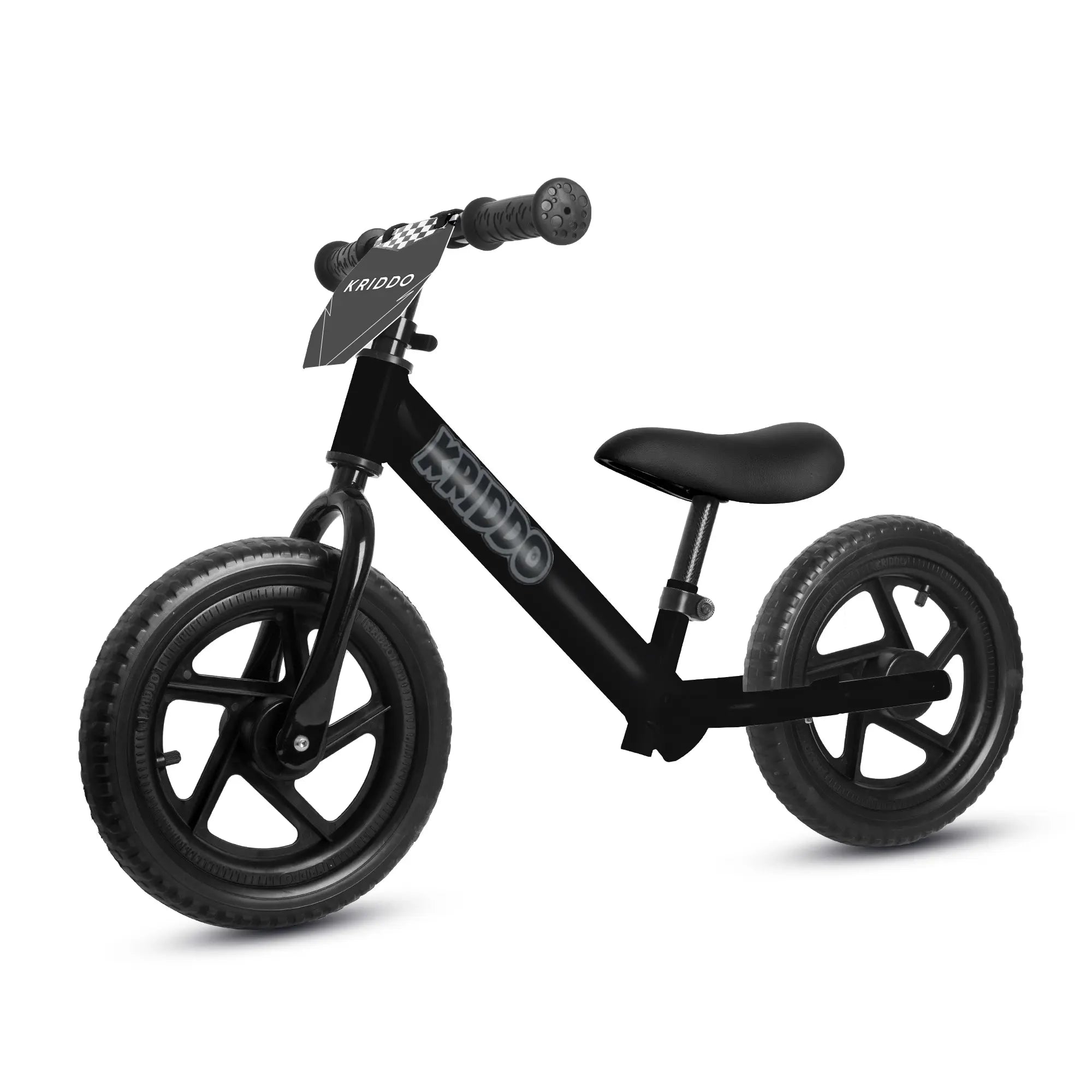 KRIDDO Classic Toddler Balance Bike with Customizable Plate for Ages 2 to 5 Years Matte Black