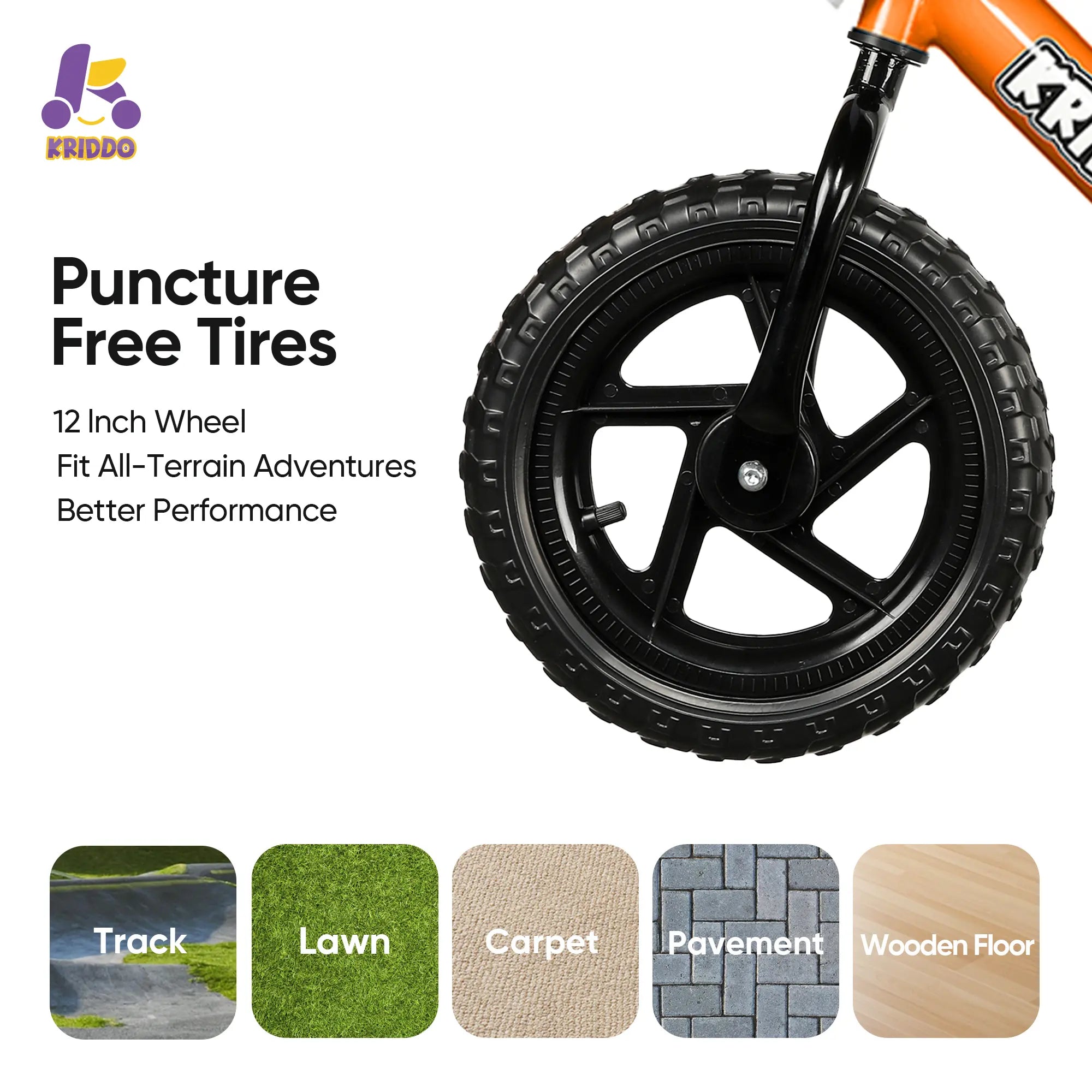 KRIDDO 12 Inch Puncture Free Tires