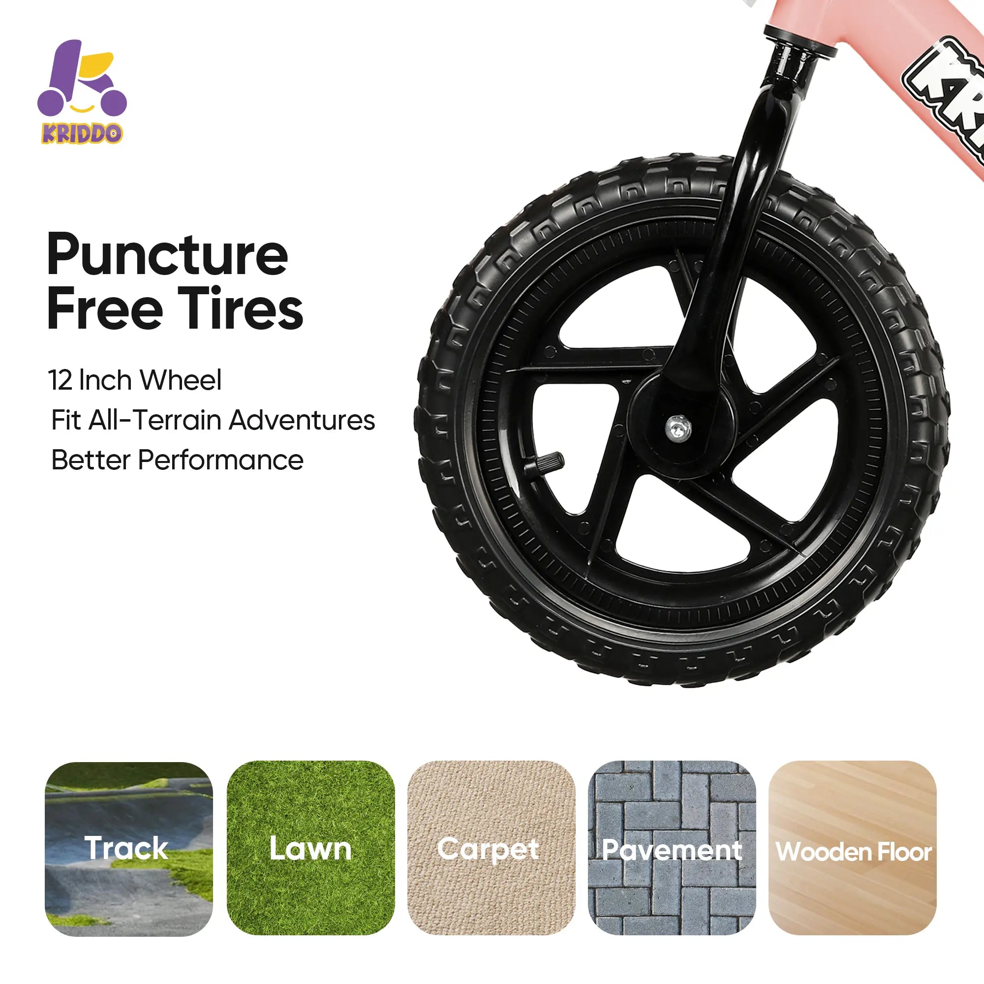 KRIDDO 12 Inch Puncture Free Tires