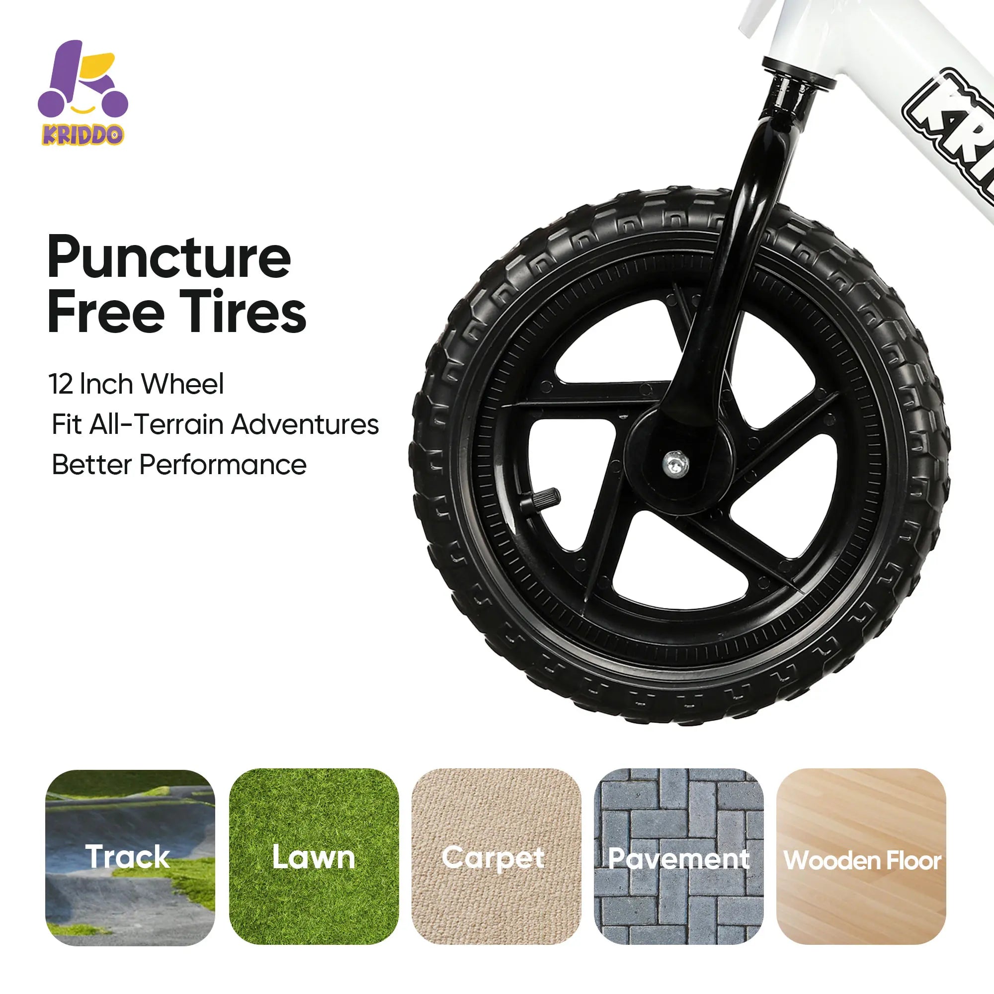 KRIDDO 12 Inch Puncture Free Tires