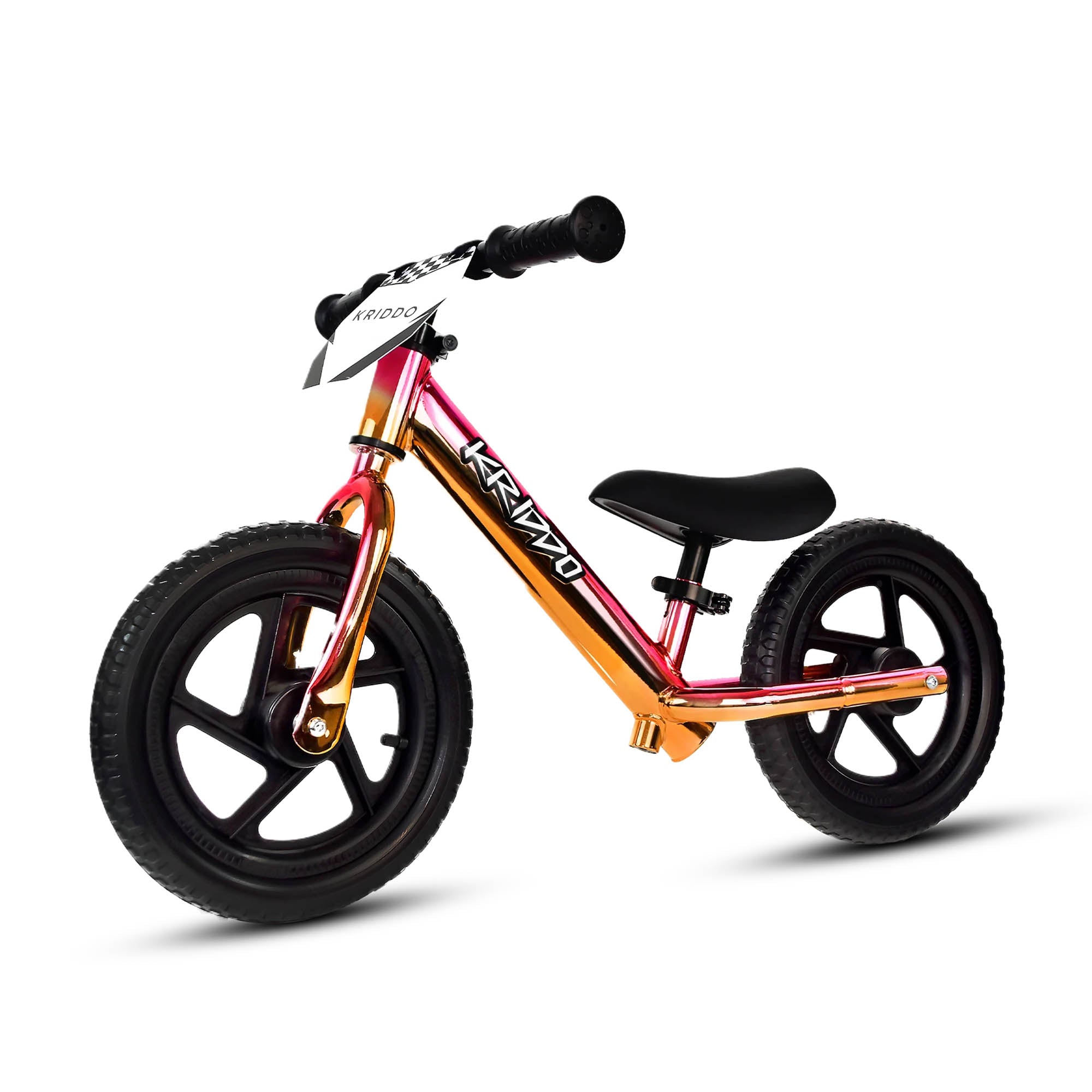KRIDDO 12 Inch Toddler Balance Bike with Custom Name Plate for Ages 2–5 Xpink, Includes Free Protective Gear Set