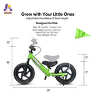 KRIDDO Toddler Balance Bike with Brake and Flag for 2 to 5 Years Old Green