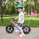 KRIDDO Toddler Balance Bike with Brake and Flag for 2 to 5 Years Old Pink