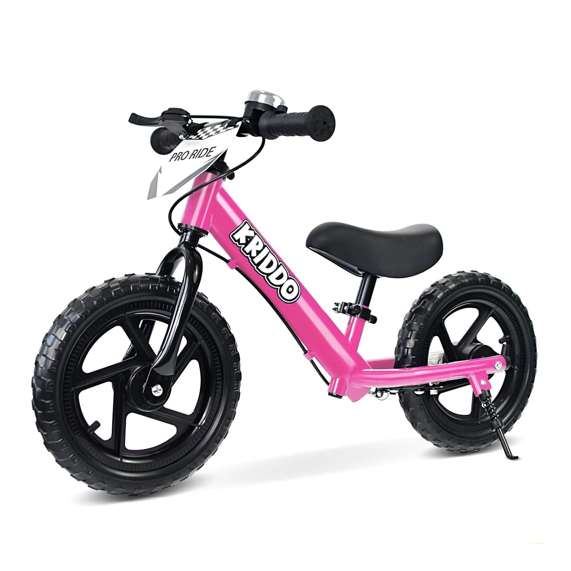 KRIDDO Toddler Balance Bike with Brake and Flag for 2 to 5 Years Old Pink