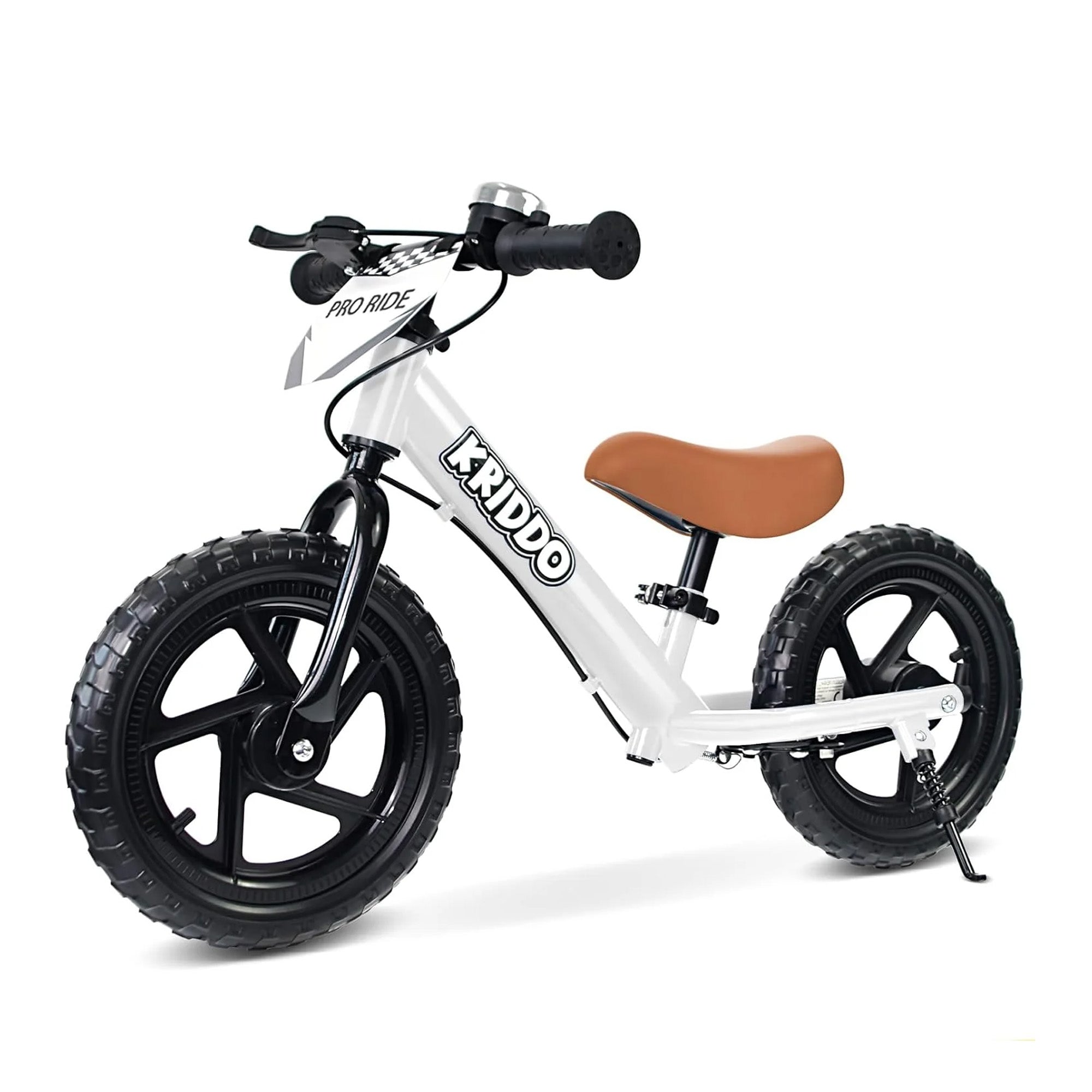 KRIDDO Toddler Balance Bike with Brake and Flag for 2 to 5 Years Old White