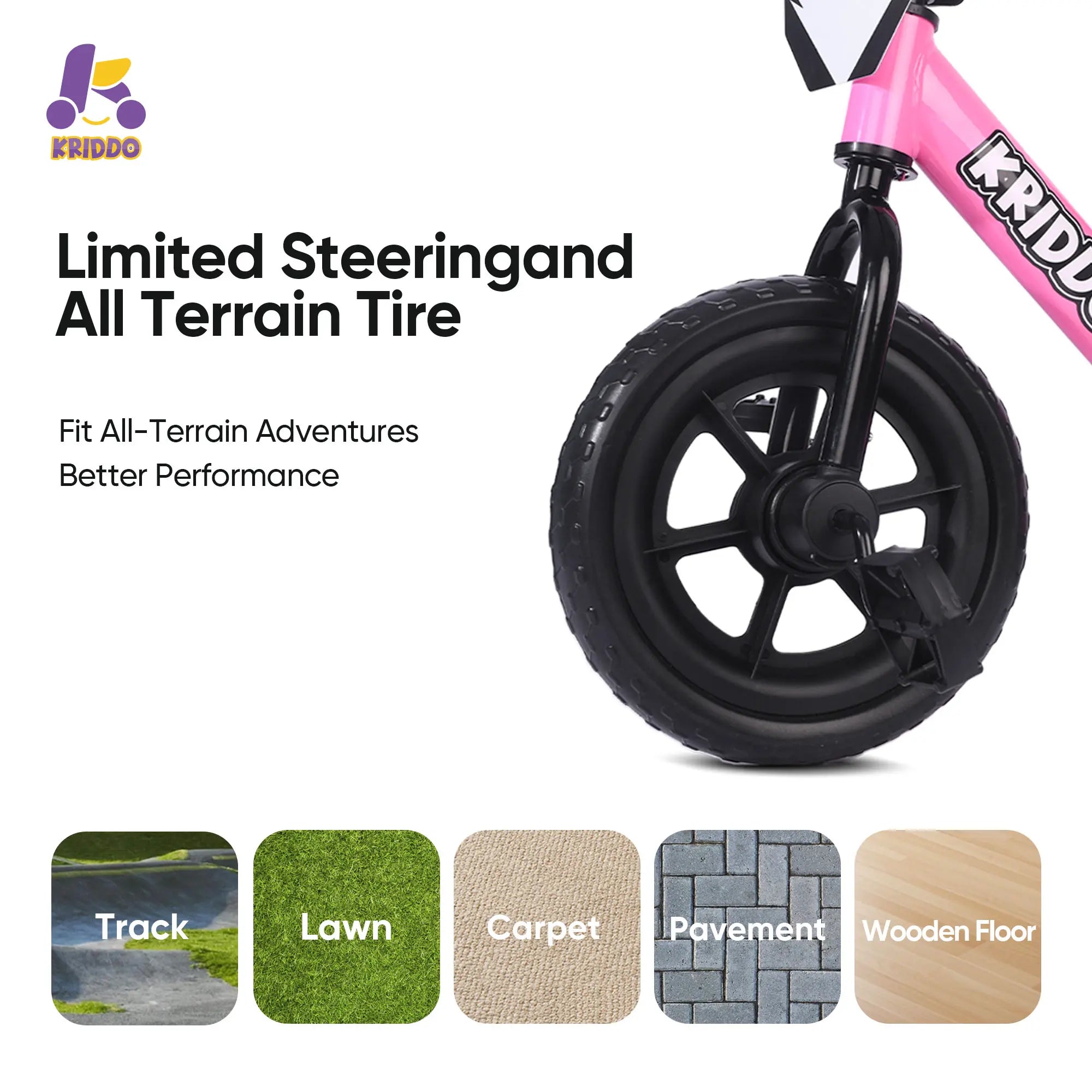 KRIDDO Pedal-Assist Toddler Bike with Training Wheels for Ages 18 Months to 3 Years Pink