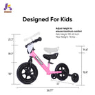 KRIDDO Pedal-Assist Toddler Bike with Training Wheels for Ages 18 Months to 3 Years Pink