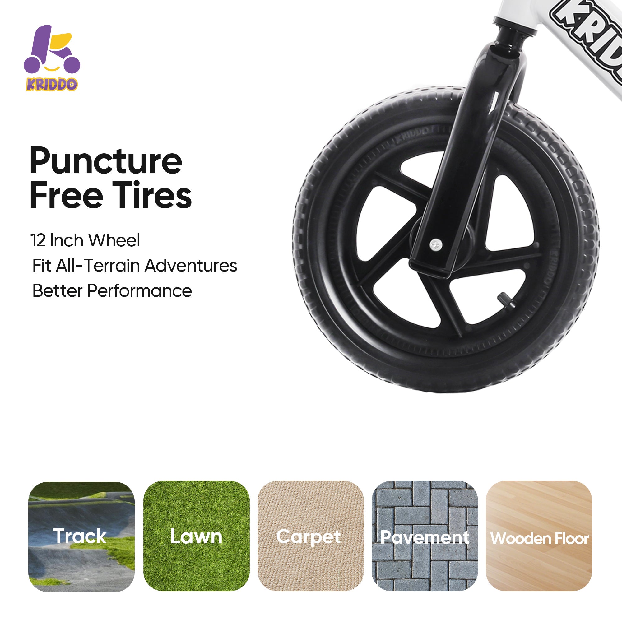 KRIDDO balance bike wheel with puncture-free tires