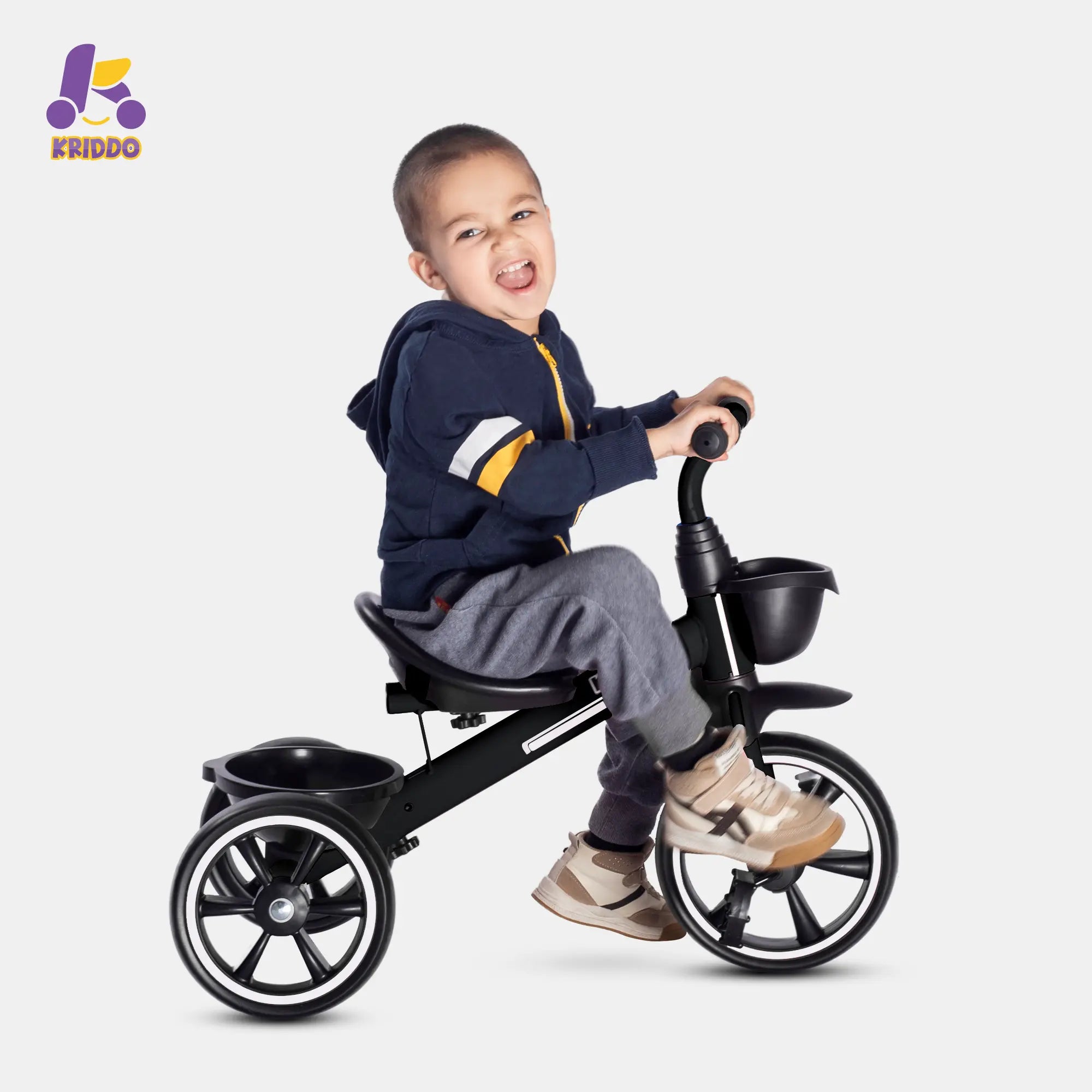 KRIDDO Kids Tricycle Easy-Assembly for 2 to 5 Years Old Black