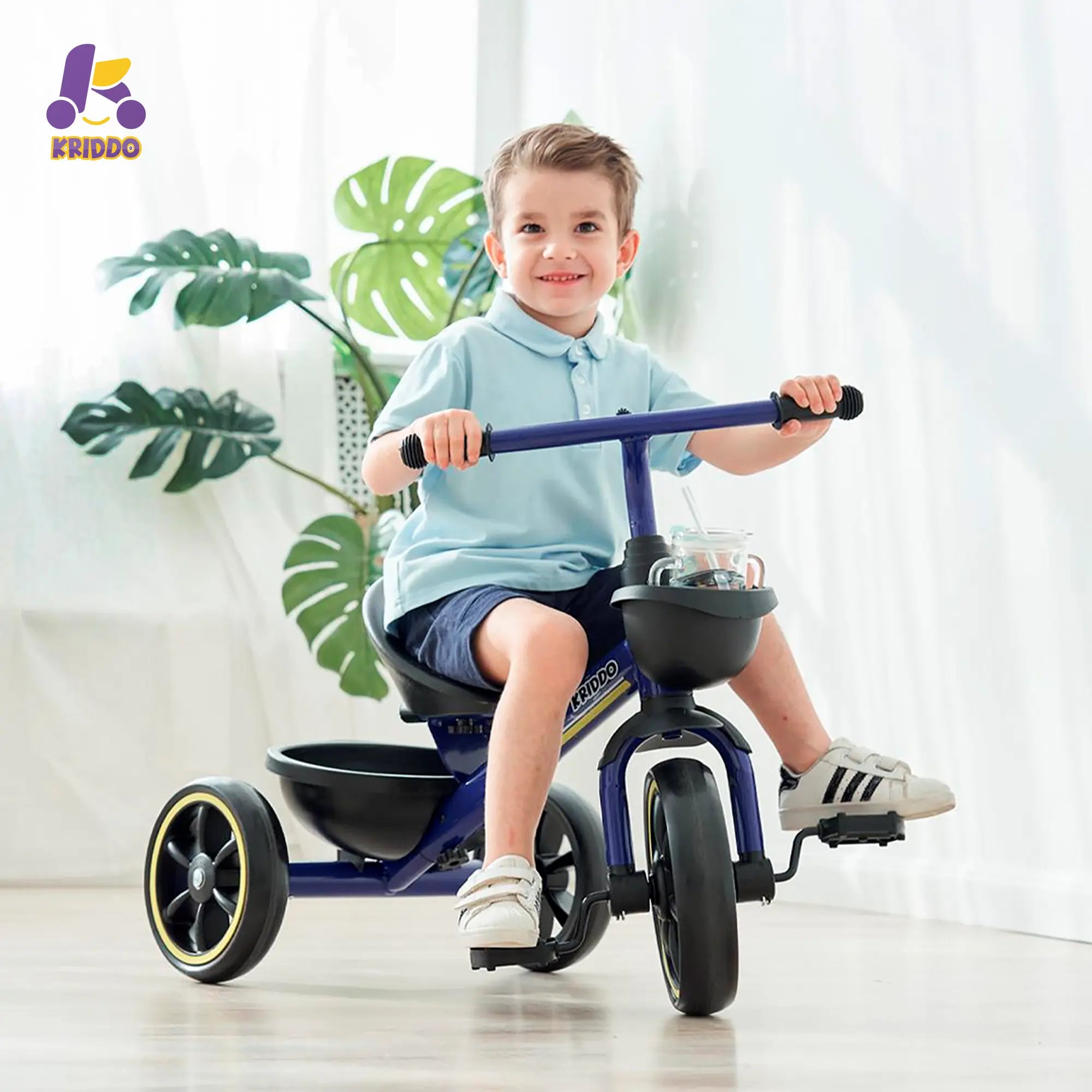 KRIDDO Kids Tricycle Easy-Assembly for 2 to 5 Years Old Blue