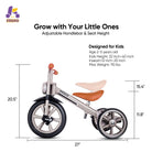 KRIDDO Kids Tricycle with Headlight and Pedals for 2 to 5 Years Old Grey