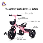 KRIDDO Toddler Training Tricycle With Fixed Wheels for 2 to 5 Years Old Pink