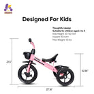 KRIDDO Toddler Training Tricycle With Fixed Wheels for 2 to 5 Years Old Pink