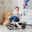 KRIDDO 2-in-1 Toddler Push Tricycle with Handle for 18 Months to 5 Years Old White