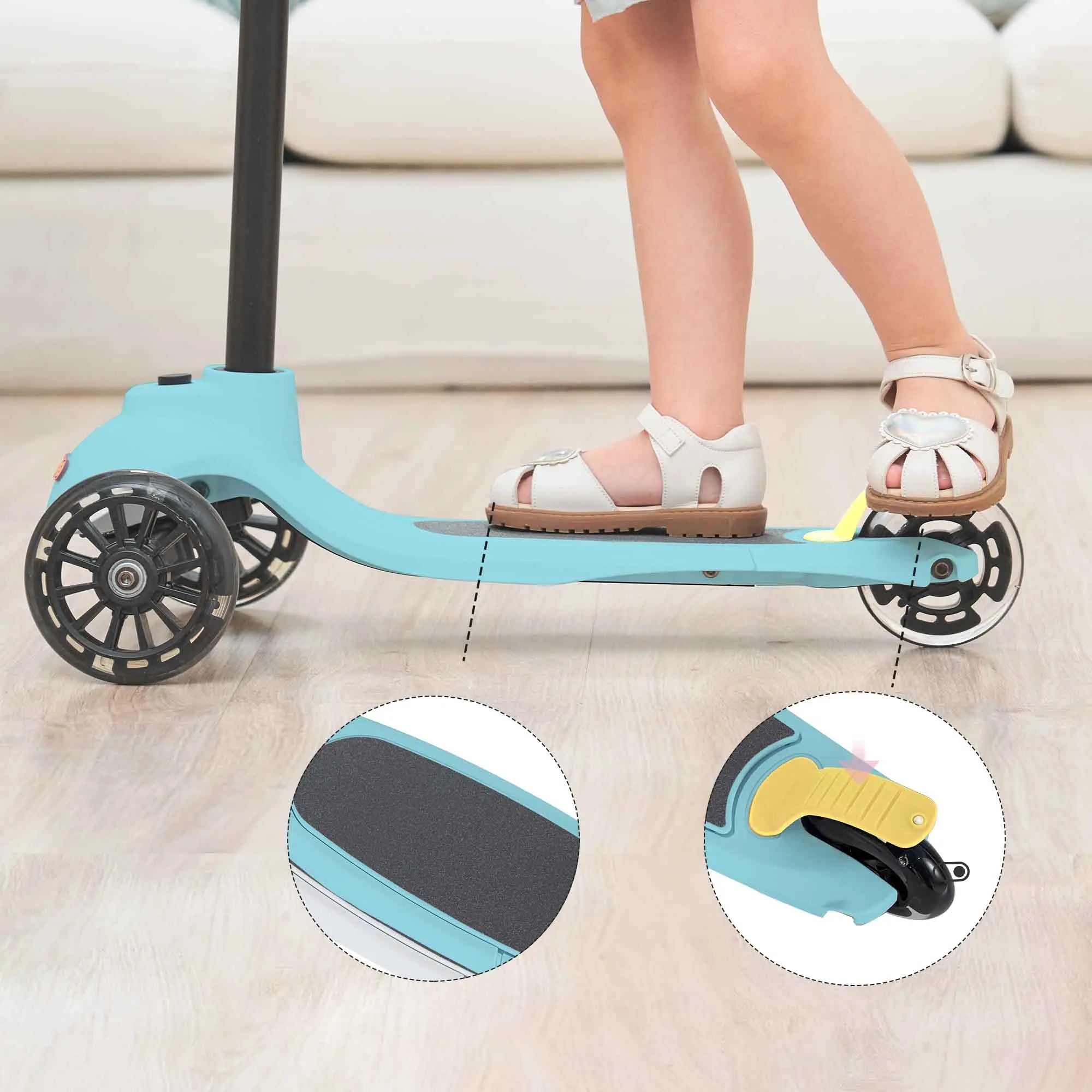 KRIDDO Kids Scooters with Removable Seat for 1.5 to 5 Years Old 5-in-1 Blue