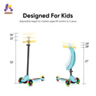 KRIDDO Kids Scooters with Removable Seat for 1.5 to 5 Years Old 5-in-1 Blue