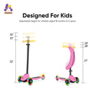 KRIDDO Kids Scooters with Removable Seat for 1.5 to 5 Years Old 5-in-1 Pink