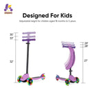 KRIDDO Kids Scooters with Removable Seat for 1.5 to 5 Years Old 5-in-1 Purple