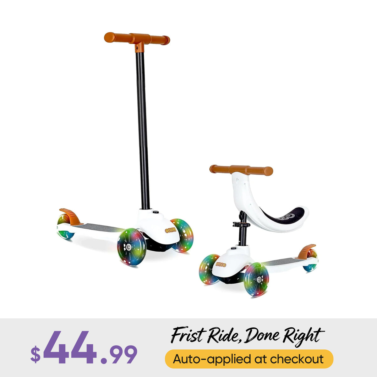 KRIDDO kids 3 in 1 scooter white