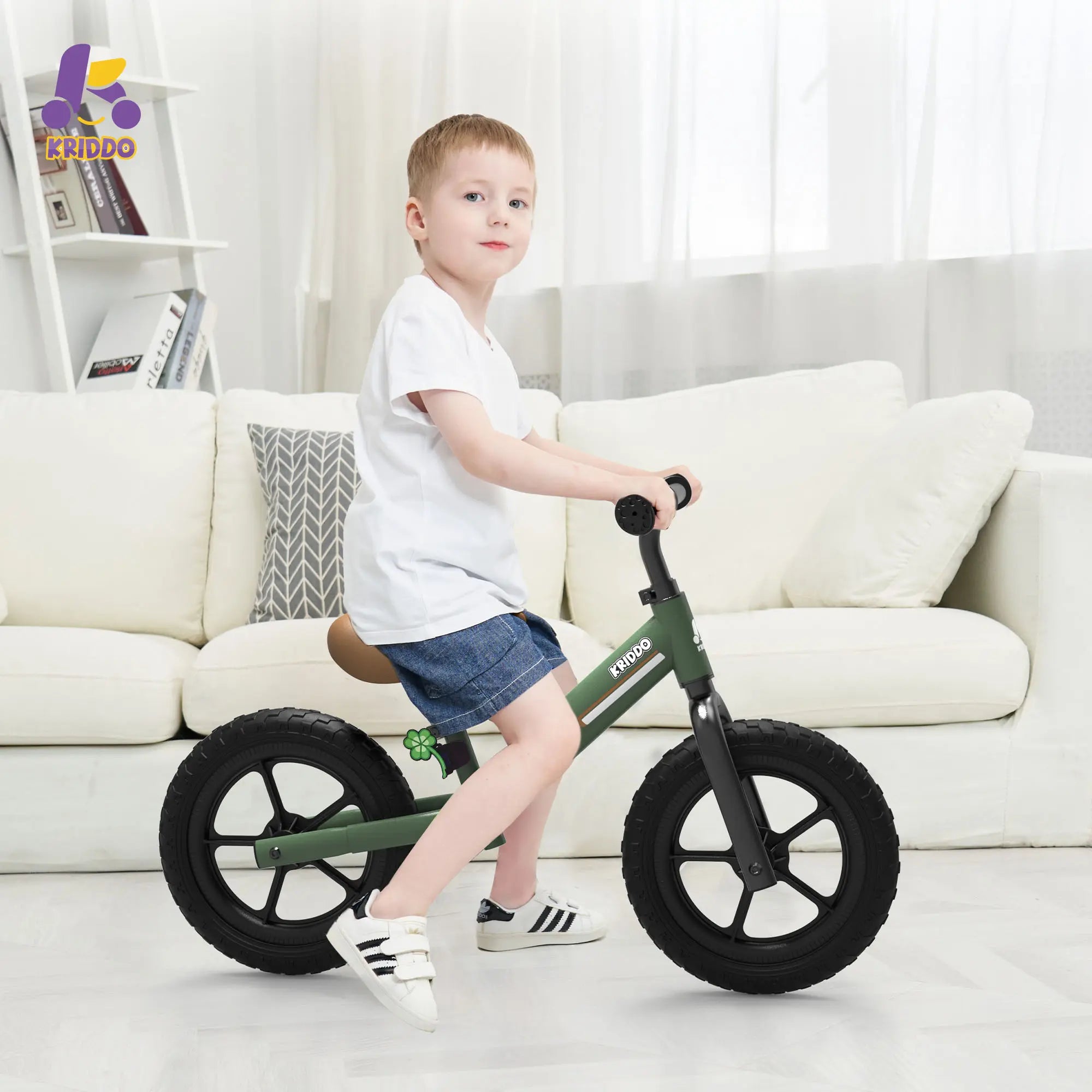 KRIDDO Toddler Balance Bike With Dual Bearing Wheels For 2 to 5 Years Old Green