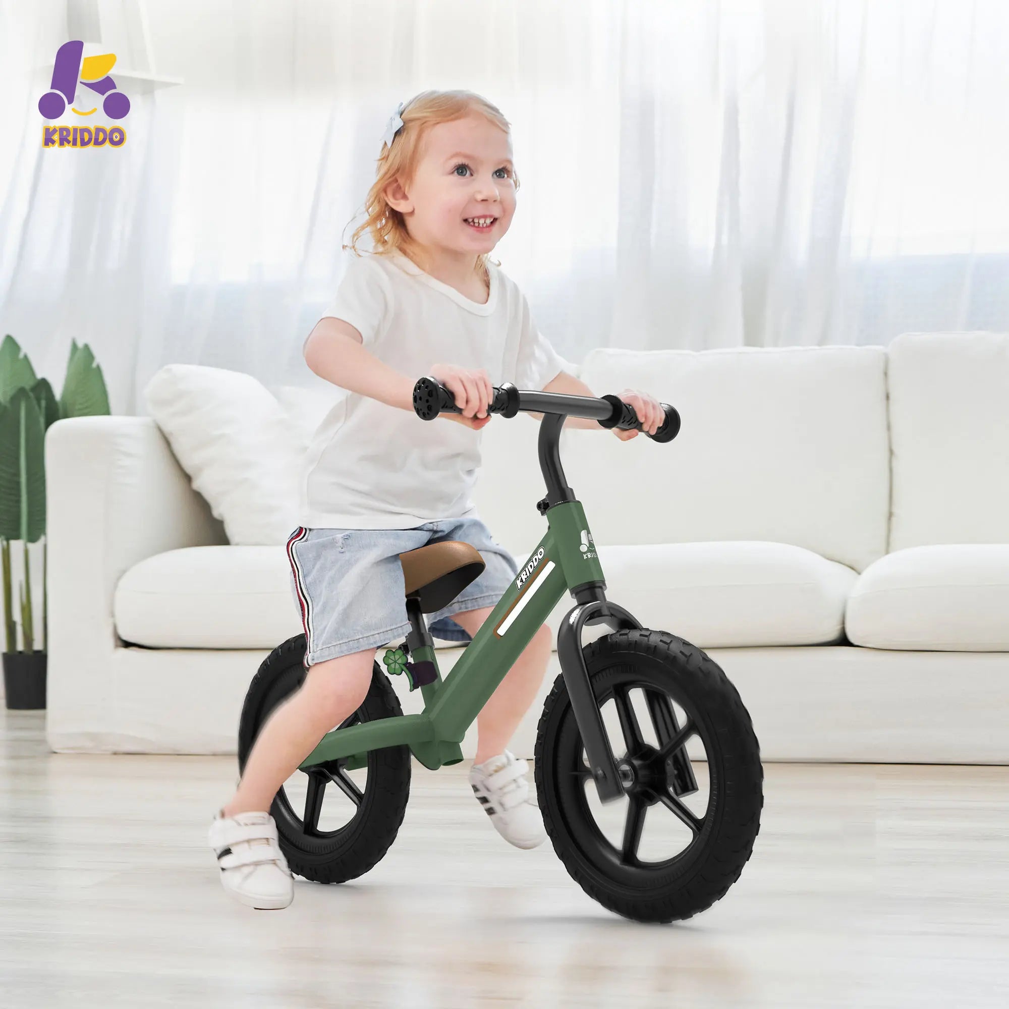 KRIDDO Toddler Balance Bike With Dual Bearing Wheels For 2 to 5 Years Old Green