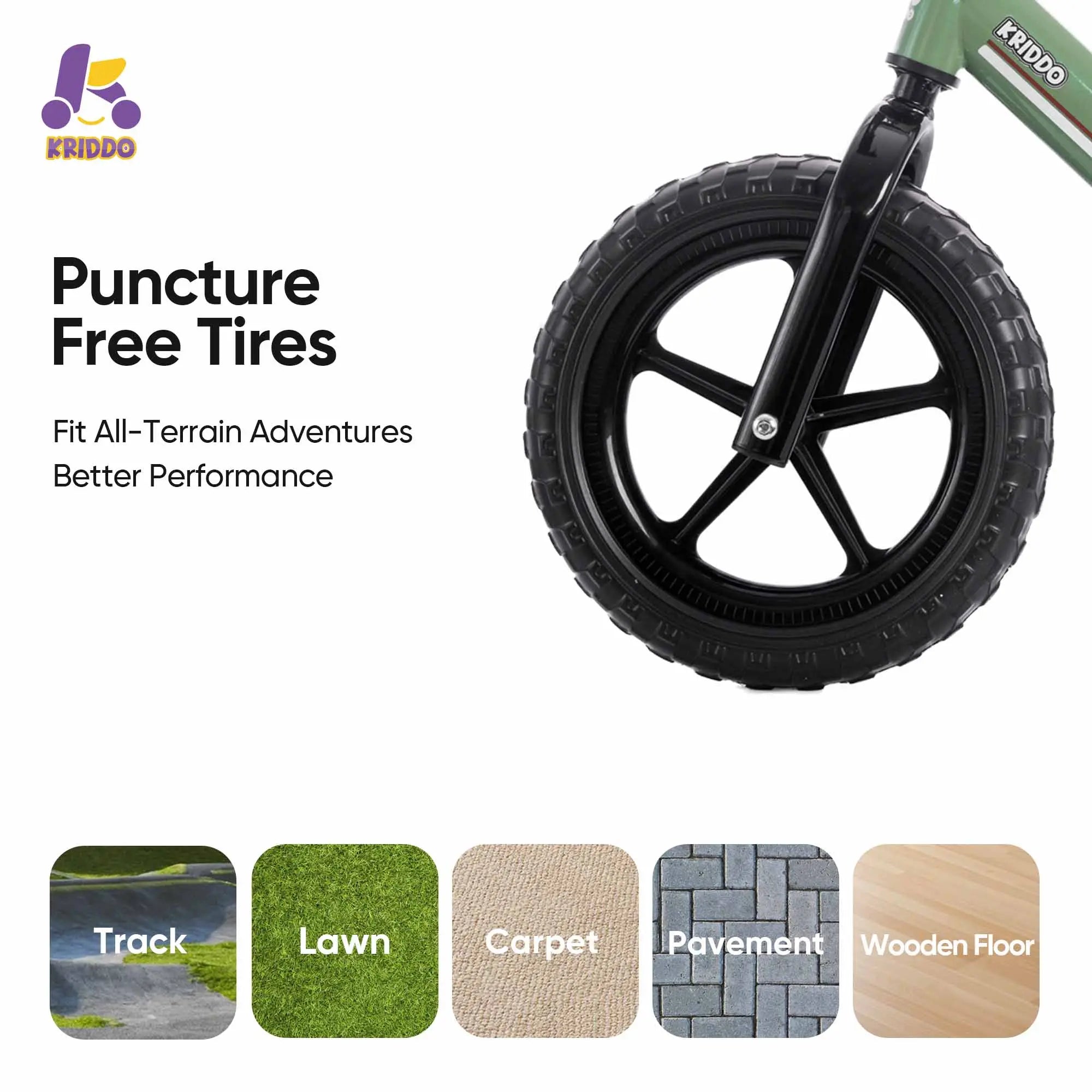 KRIDDO Toddler Balance Bike With Dual Bearing Wheels For 2 to 5 Years Old Green