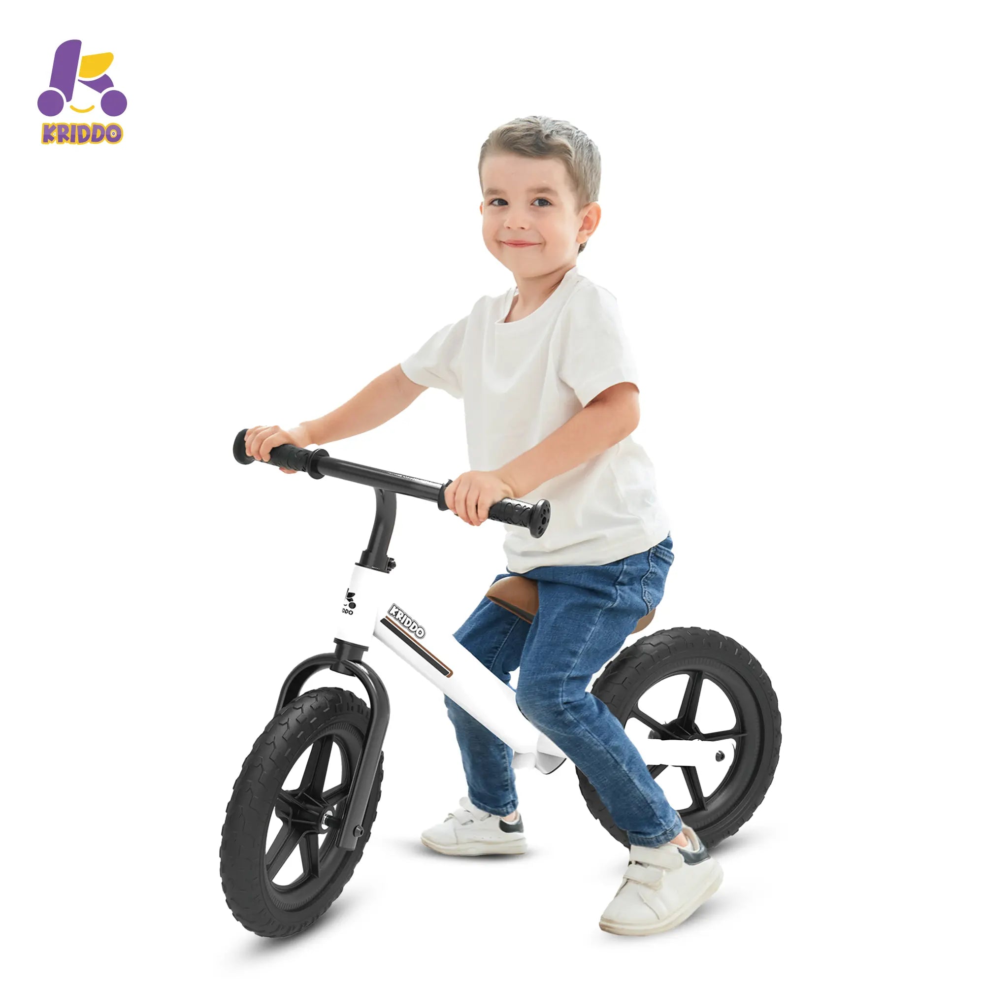 KRIDDO Toddler Balance Bike With Dual Bearing Wheels For 2 to 5 Years Old White