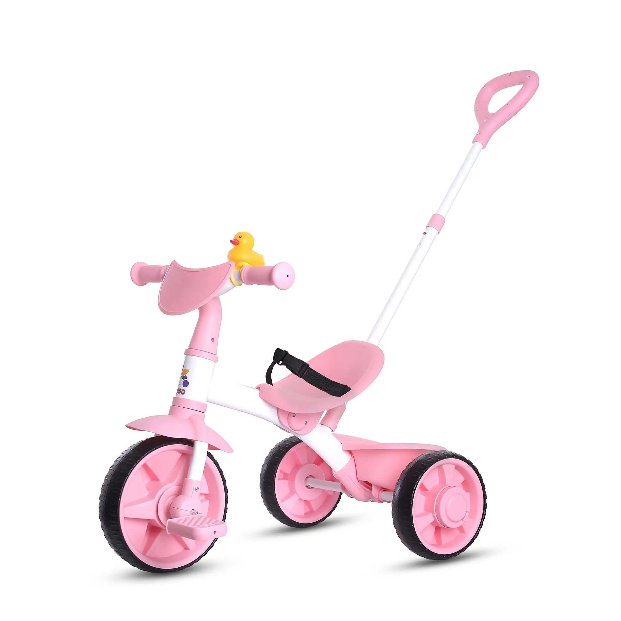 KRIDDO 2-in-1 Pink Toddler Trike with Parent Handle