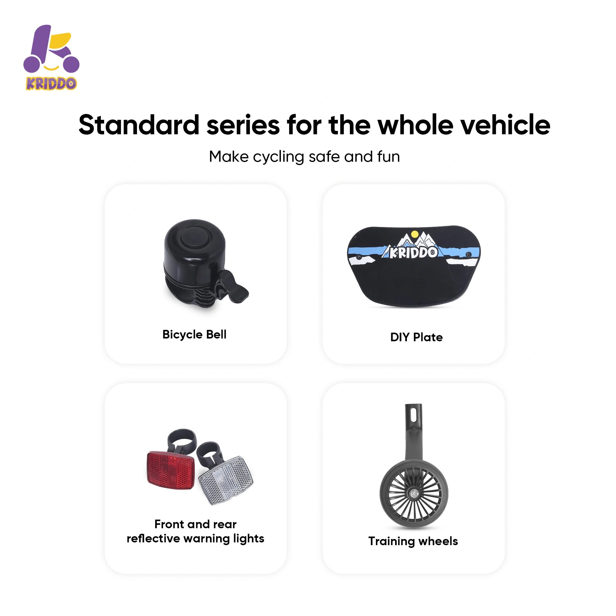 KRIDDO Kids Bike with Training Wheels for 3 to 6 Years Old Component