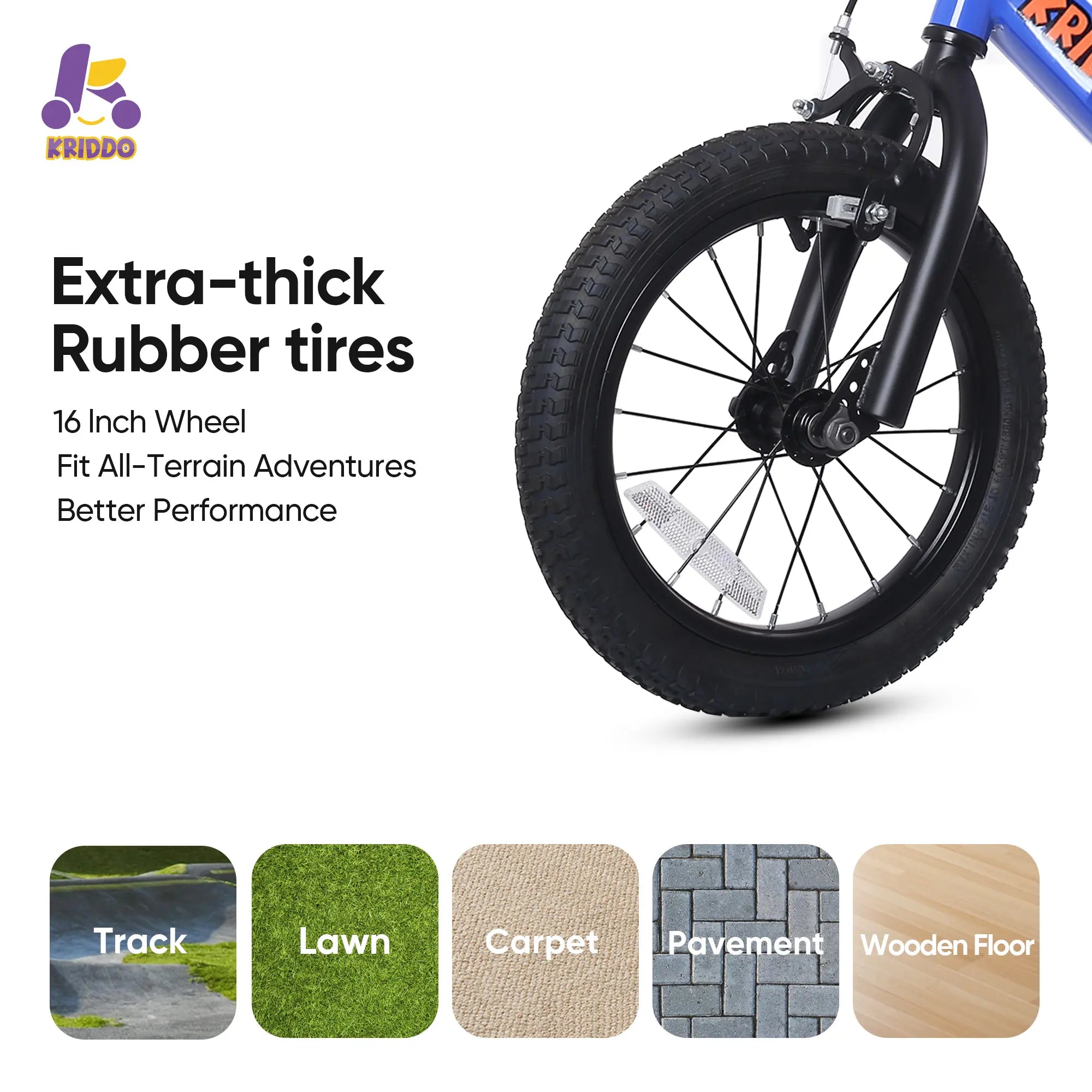 Bicycle wheel with thick rubber tires