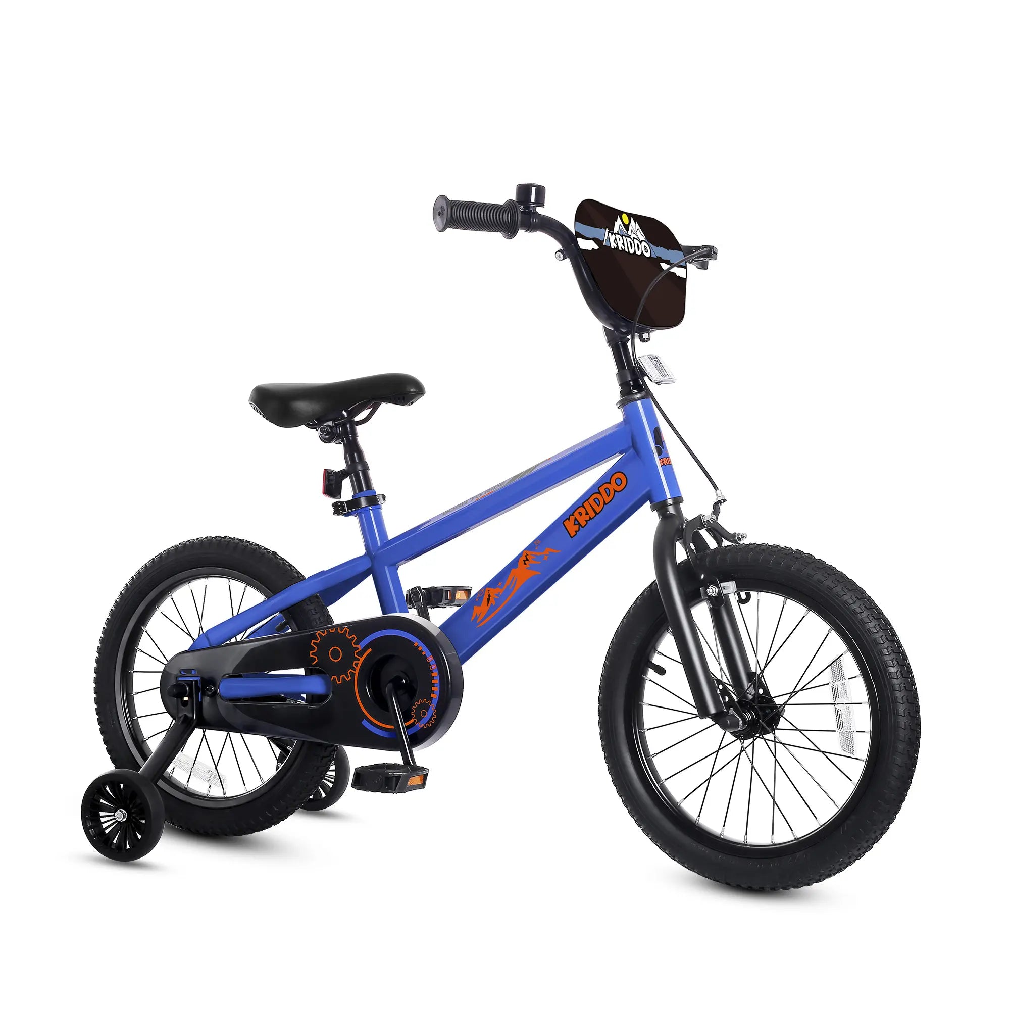 KRIDDO 16 Inch Bike with Training Wheels for 4 to 8 Years Old Blue