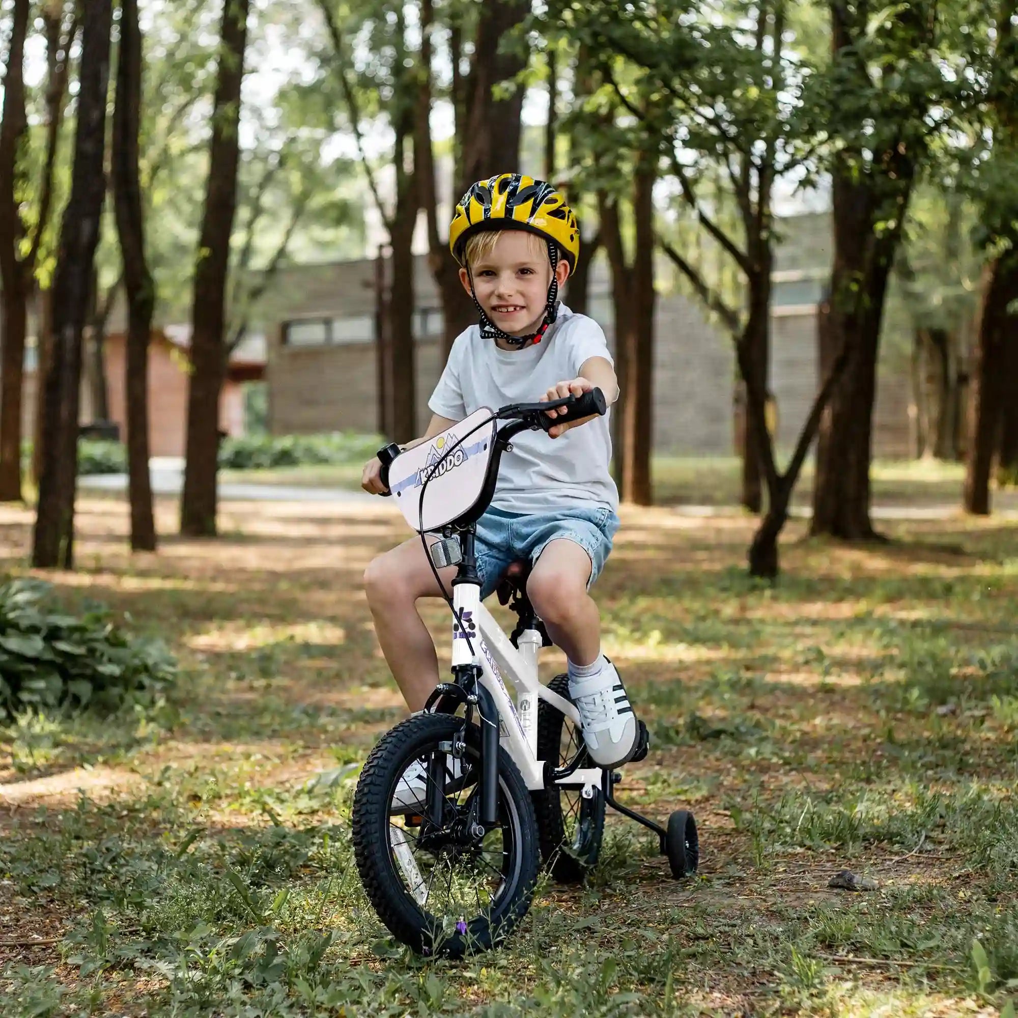 KRIDDO 16 Inch Bike with Training Wheels for 4 to 8 Years Old White