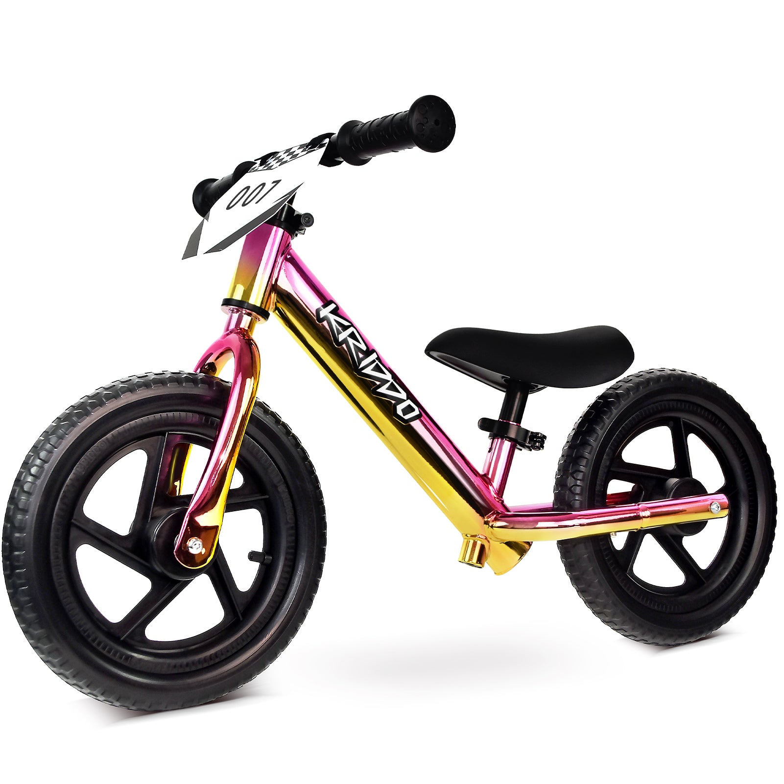 KRIDDO 12 Inch Toddler Balance Bike with Custom Name Plate for Ages 2–5 Xpink, Includes Free Protective Gear Set