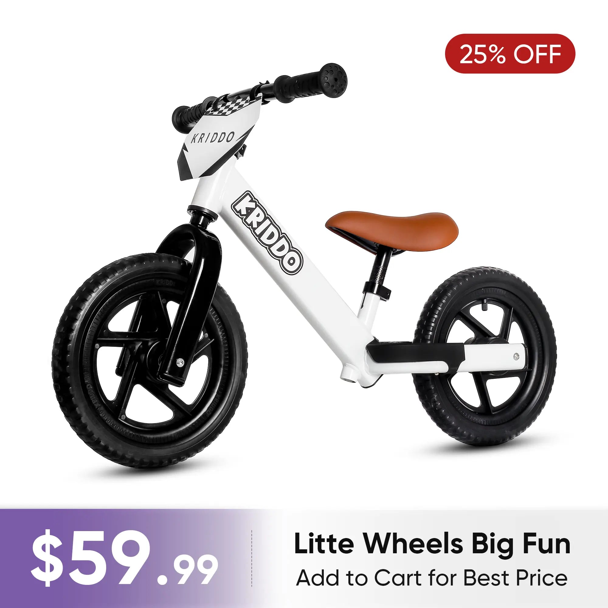 KRIDDO 12 Inch Toddler Balance Bike with Footrest for 2 to 5 Years Old with DIY Stickers