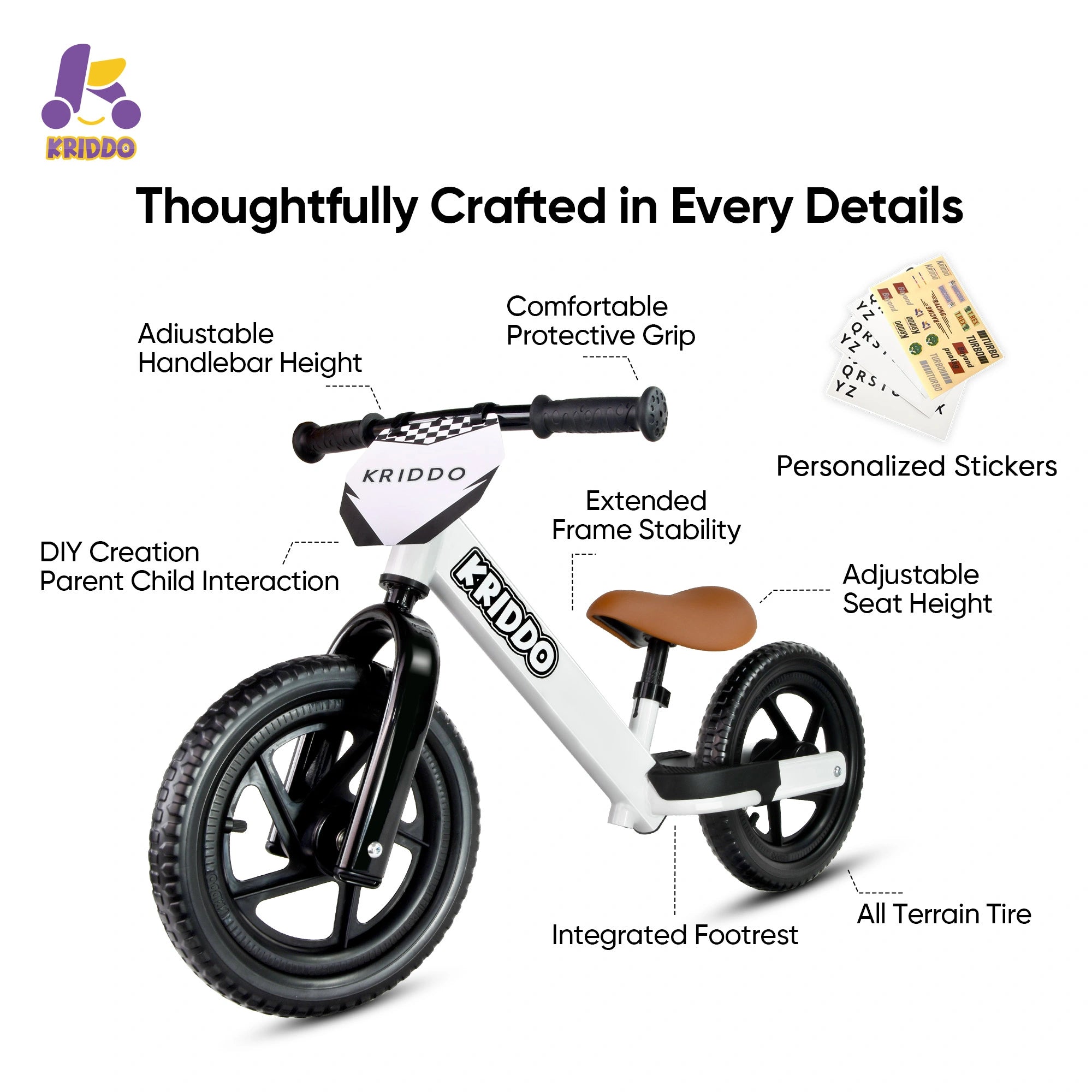 KRIDDO balance bike with features