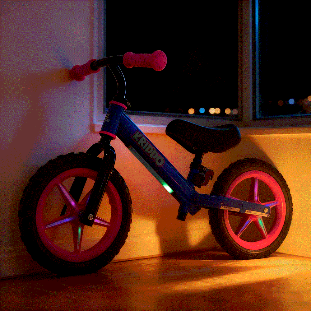 KRIDDO Toddler Light Up Balance Bike With Cute Accessories For 2-5 Years Old Purple