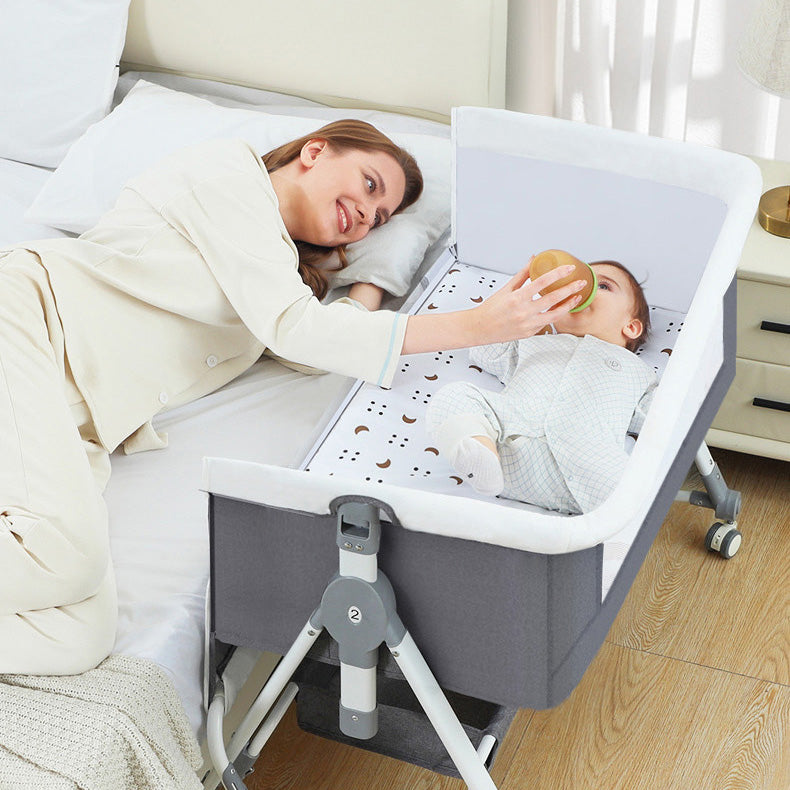 KRIDDO Portable Baby Crib Bedside Sleeper with Easy Folding and Storage Basket for Newborns