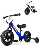 Kriddo Toddler Balance Bike with Removable Training Wheels for 18 Months to 5 Years Old Blue