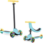 KRIDDO Kids Scooters with Removable Seat for 1 to 5 Years Old Blue 3-in-1