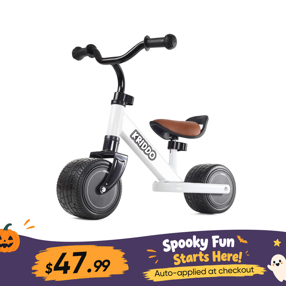 KRIDDO Mini Baby Balance Bike with Adjustable Seat for 1 to 3 Years Old White