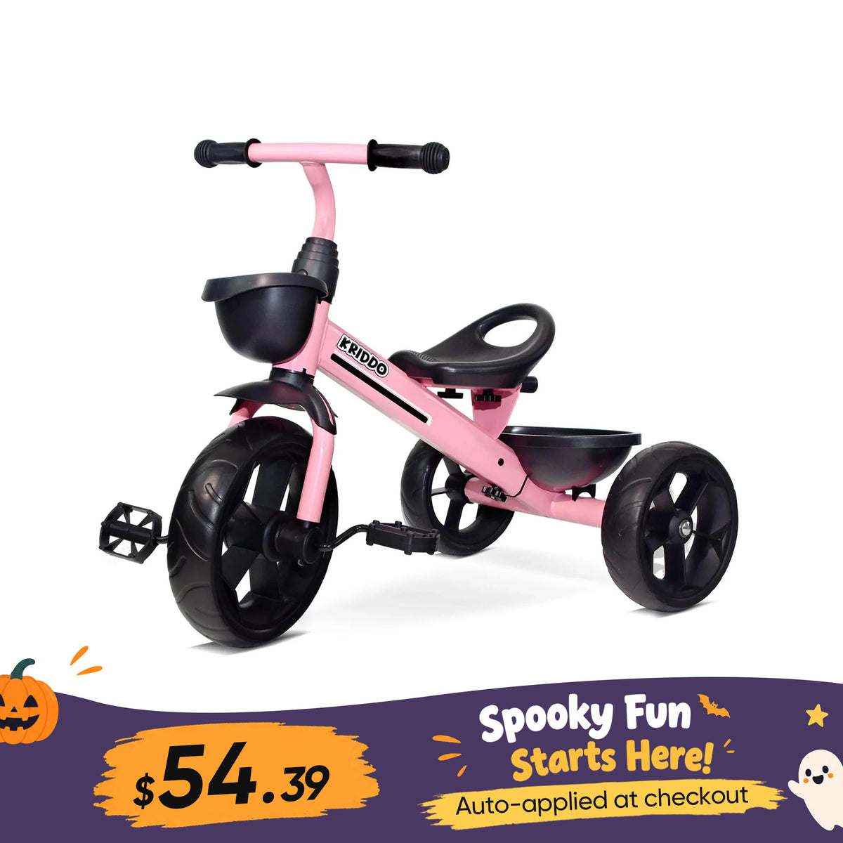 KRIDDO Toddler Training Tricycle With Fixed Wheels for 2 to 5 Years Old
